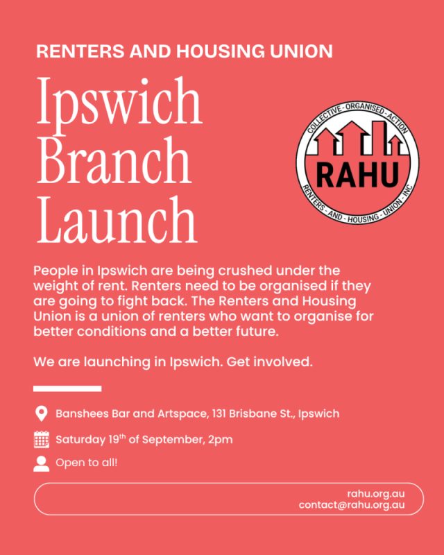 Banshees Bar presents Renters And Housing Union (RAHU) Ipswich Branch Launch