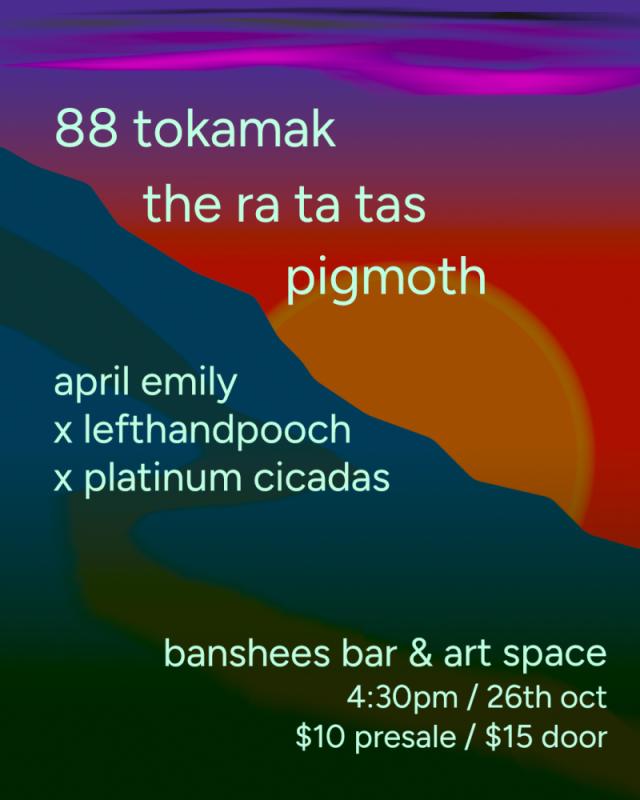 Banshees Bar presents 88 tokamak, the ra ra ras, pigmoth